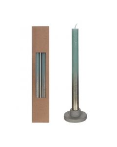 Dinner Candles eucalyptus Green with Gold Spray Ø2.1/h. 25cm