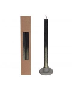 Dinner Candles Black with Gold Spray Ø2.1/h. 25cm