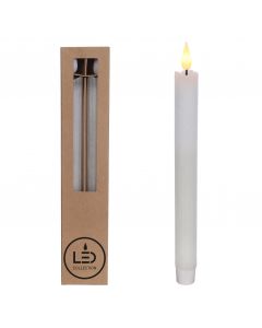 LED Pencil candle Ø2.1 h. 25cm white (Set 2 pcs) [IFS-32587]