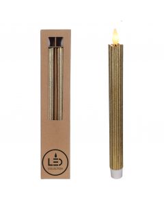 LED Pencil candle Ø2.1 h. 25cm gold (Set 2 pcs) [IFS-32592]