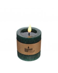LED Rustic Pillar Candle Ø7 h. 7,5cm Moss green (1 pc) [IFS-32600]