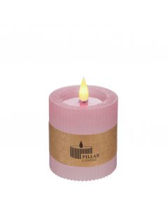 LED Rustic pillar candle Ø7 h.7,5cm pink (1 pc) [IFS-32604]