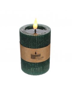 LED Rustic Pillar Candle Ø7 h. 10 cm Moss green (1 pc) [IFS-32620]