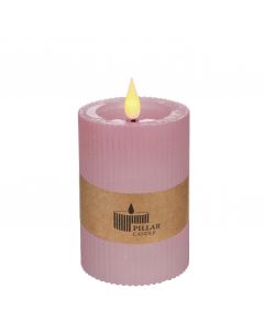 LED Rustic pillar candle Ø7 h.10 cm pink (1 pc) [IFS-32624]