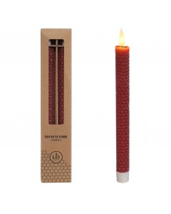 LED honeycomb candle   Ø2.2 h. 25cm Burgundy (set 2 pcs) [IFS-32681]