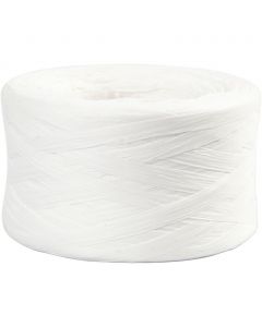 Paper raffia yarn, white, W: 7-8 mm, 100 m/ 1 roll [HOB-503291]