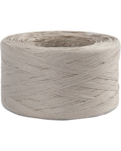 Paper raffia yarn, light grey, W: 7-8 mm, 100 m/ 1 roll [HOB-503294]