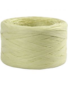 Paper raffia yarn, light green, W: 7-8 mm, 100 m/ 1 roll [HOB-503295]
