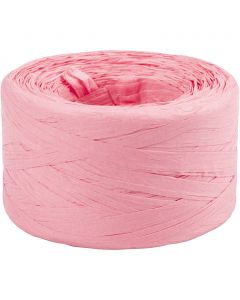 Paper raffia yarn, light rose, W: 7-8 mm, 100 m/ 1 roll [HOB-503296]