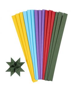 Paper Star Strips, L: 45 cm, W: 15 mm, dia. 6,5 cm, assorted colours, 500 pc/ 1 pack [HOB-529099]