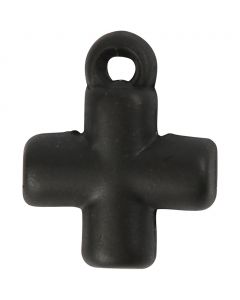 Cross, size 10x10 mm, hole size 1,5 mm, black, 4 pc/ 1 pack [HOB-60587]