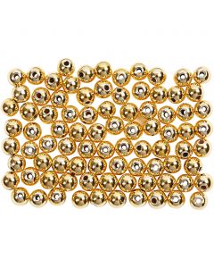 Wax Beads, dia. 4 mm, hole size 0,7 mm, gold, 150 pc/ 1 pack [HOB-698321]