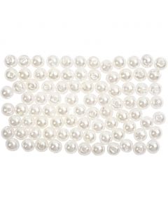 Wax Beads, mother-of-pearl, D: 4 mm, hole size 0,7 mm, 150 pc/ 1 pack [HOB-698361]