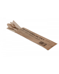 Wooden cutlery set 4/1 knife + Fork + spoon + Napkin FSC (250 pcs) [TK-9987658]