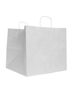 Record carrier Bags 33+33x33cm White (100 pcs) [FP-DPT1070]