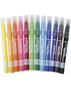 GIOTTO Fabric Marker, line 4 mm, assorted colours, 12 pc/ 1 pack [HOB-701290]