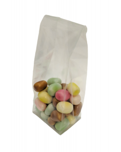 Block Bottom Bags Clear 7x5x18.5 cm with silver paper card (100 pieces) [CP-FGPB6]