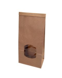 Kraft bags Brown w/window 11.5x7x24,5 cm reclosable (400 pieces) [GB-DRE02740]