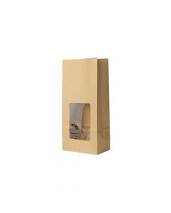 Eco-friendly Kraft Block Bottoms Bags w/window brown 11x6x23,5 cm (500 pieces) [GB-DRE03951]