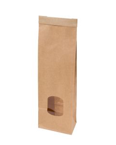 Kraft bags w/window brown 7,5x4,5x24 cm Reclosable (500 pieces) [GB-DRE03990]