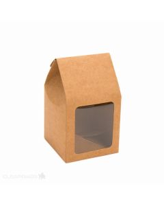 Kraft Tapered Tote Box with Window 8,9 x 8,9 x 16,5cm (25 Pieces) [FS320]