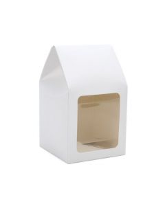 Kraft Gift Boxes with Window glossy White 9x9x16.5cm (25 pieces) [FS330]