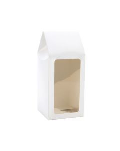 Kraft Gift Boxes with Window glossy White 9x9x21.5cm (25 pieces) [FS331]