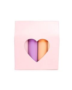 Kraft Gift Boxes Pink with Heart Window 8,9x3,8x10,2 cm (25 pieces) [FS344]