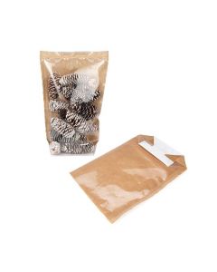 Kraft Block Bottom Bags w/ Paper Insert 12.7x7.6x30.5 cm (100 Pieces) [FGKB1]