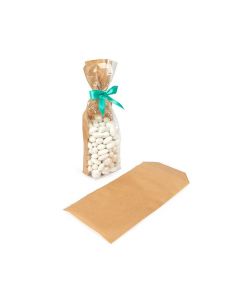 Kraft Block Bottom Bags w/ Paper Insert Backed 8.9x5.7x30.5 cm (100 Pieces) [FGKB16]