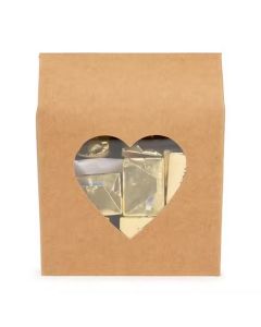 Kraft Gift Boxes with Heart Window 10,5x4,4x13,3 cm (25 pieces) [FS349]