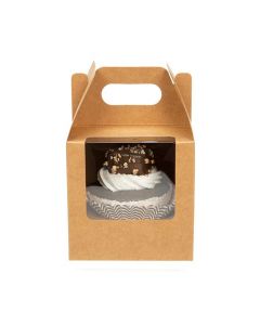 Single Cupcake Handle Box Set Kraft 10,2x10,2x10,2cm (100 Sets) [CBS57K]