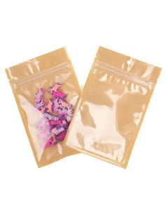 Kraft Barrier Bags with clear front 9.2 x 12.7 cm w/Tear Notches (100 Pieces) [HZB4KC]