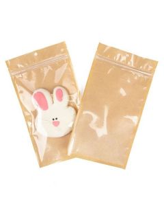 Kraft Barrier Bags with clear front 12.7 x 20.8 cm w/Tear Notches (100 Pieces) [HZB6KC]