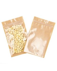 Kraft Barrier Bags with clear front 15.2 x 23.5 cm w/Tear Notches (100 Pieces) [HZB7KC]