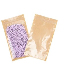 Kraft Barrier Bags with clear front 17.8 x 30.5 cm w/Tear Notches (100 Pieces) [HZB8KC]