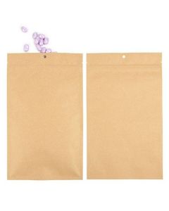 Kraft Hanging Barrier Bags 15.2 x 23.5 cm w/Tear Notches (100 Pieces) [HZBB7K]