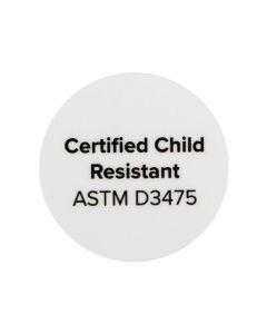 Stickers Round Certified Child Resistant (White w/ Black text) 2,5 cm (1 Sheet) [LS1CCR]