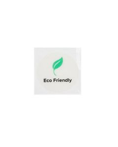 Stickers Round Eco Friendly (Clear w/ Green Leaf & Black Text) 2,5 cm (1 Sheet) [LS1ECO]