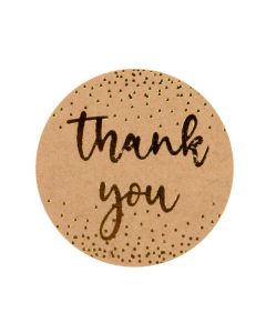 Stickers Round Thank You (Kraft w/ Gold Text) 3,8 cm (1 Sheet) [LS1HKTY]