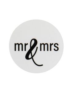 Stickers Round Mr & Mrs (White w/ Black Text) 3,8 cm (1 Sheet) [LS1HMMW]