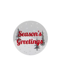 Stickers Round Season's Greetings (Grey/White w/ Red Hot Stamp) 3,8 cm (1 Sheet) [LS1HSG]