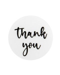 Stickers Round Thank You (White w/ Black Text) 3,8 cm (1 Sheet) [LS1HWTY]