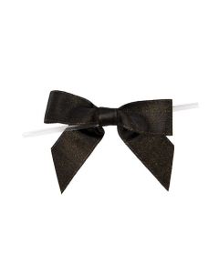 Bows Pre-tied Metallic Black 8,9 cm (25 pieces) [MBOWBK]
