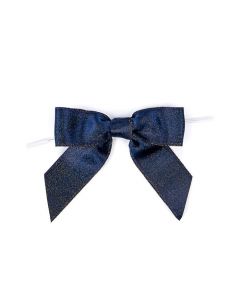 Bows Pre-tied Metallic Midnight Blue 8,9 cm (25 pieces) [MBOWM]