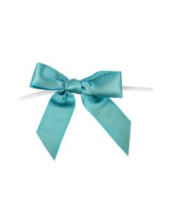 Bows Pre-tied Metallic Teal 8,9 cm (25 pieces) [MBOWTL]