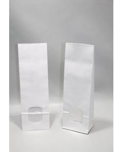 Block Bottom Bags Kraft White 10.5x6.5x33cm 80 g/m² with 30my OPP Foil Window | 1kg (100 pieces) [PAB1013]