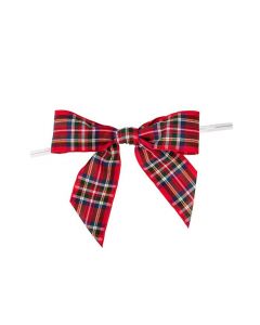 Bows Pre-tied Red Plaid 8,9cm (25 pieces) [PBOWR]