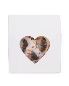Kraft Gift Boxes White with Heart Window 8,9x3,8x10,2 cm (25 pieces) [FS342]