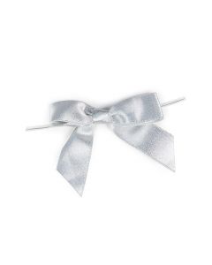Pre-tied Bow Metallic Silver 8.9 cm (25 pieces) [MBOWS]